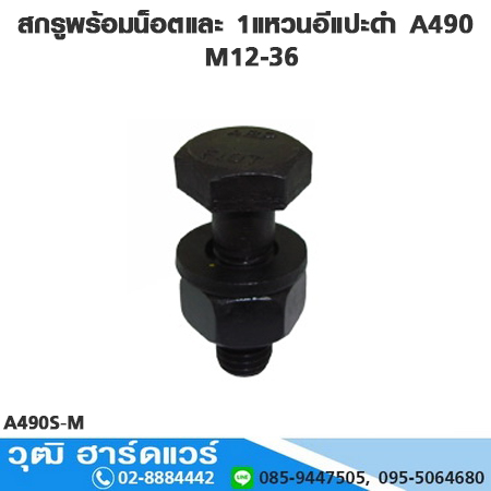 สกรูพร้อมน็อตและ 1แหวนอีแปะดำ A490 M12-36