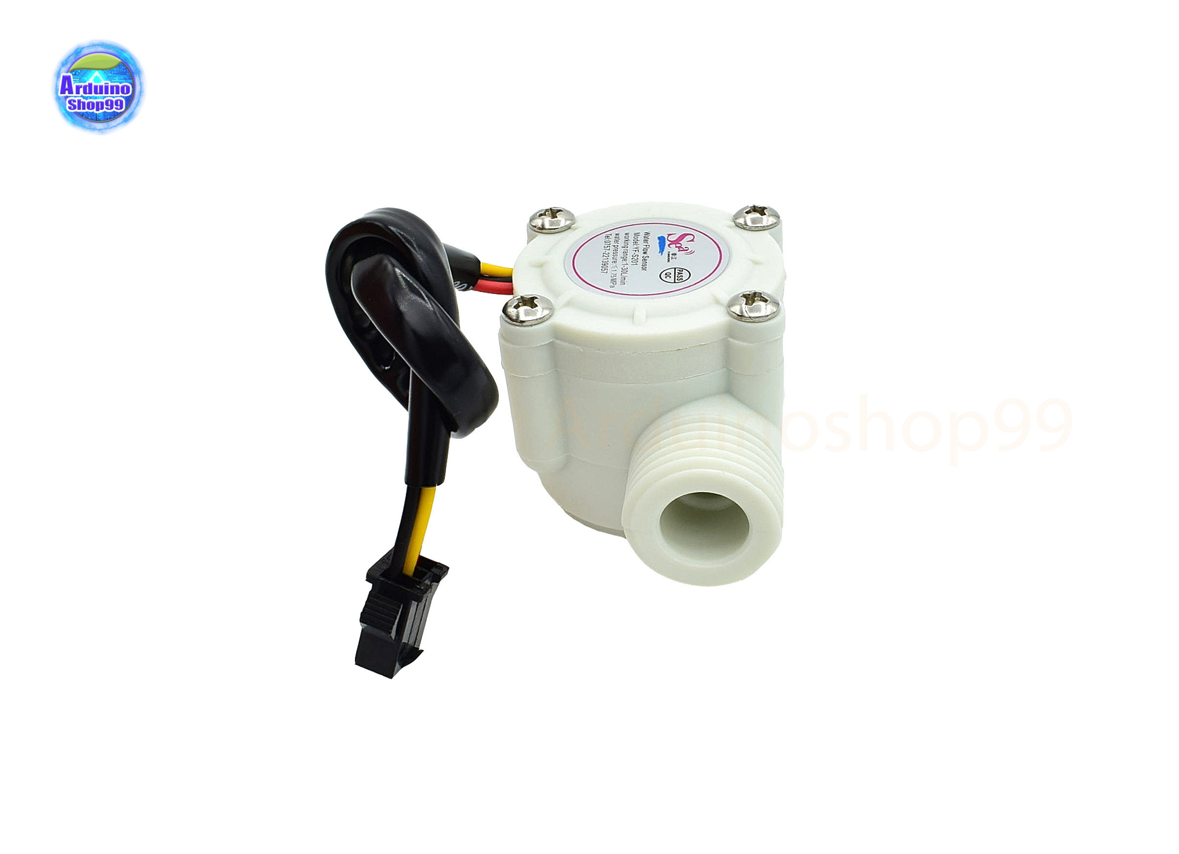 YF-S201 Hall Effect Water Flow Meter Sensor วัดอัตราการไหลของน้ำ ขนาดท่อ 1/2” สีขาว
