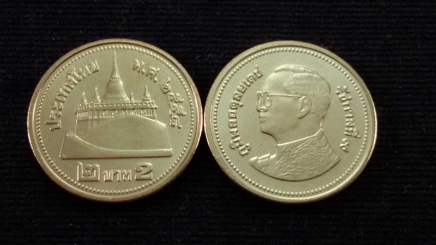 เหรียญ 2 บาทสีทองปี2558 สภาพใหม่UNCหายากลำดับ6