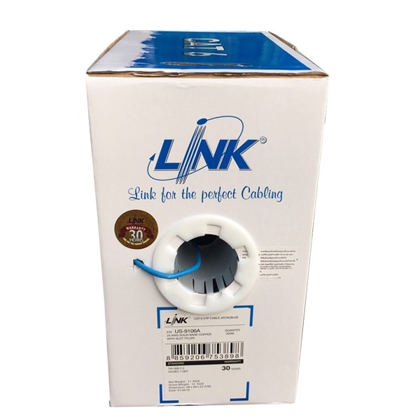 US-9106A LINK CAT 6 UTP 250 MHZ W/CROSS FILLER,24 AWG, CM BLUE 305M./PULL BOX