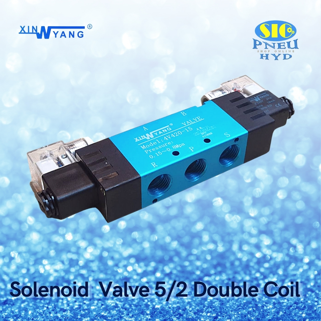4V420 : SOLENOID VALVE XINYANG โซลินอยด์วาล์ว 5/2 DOUBLE COIL PORT 1/2" PT