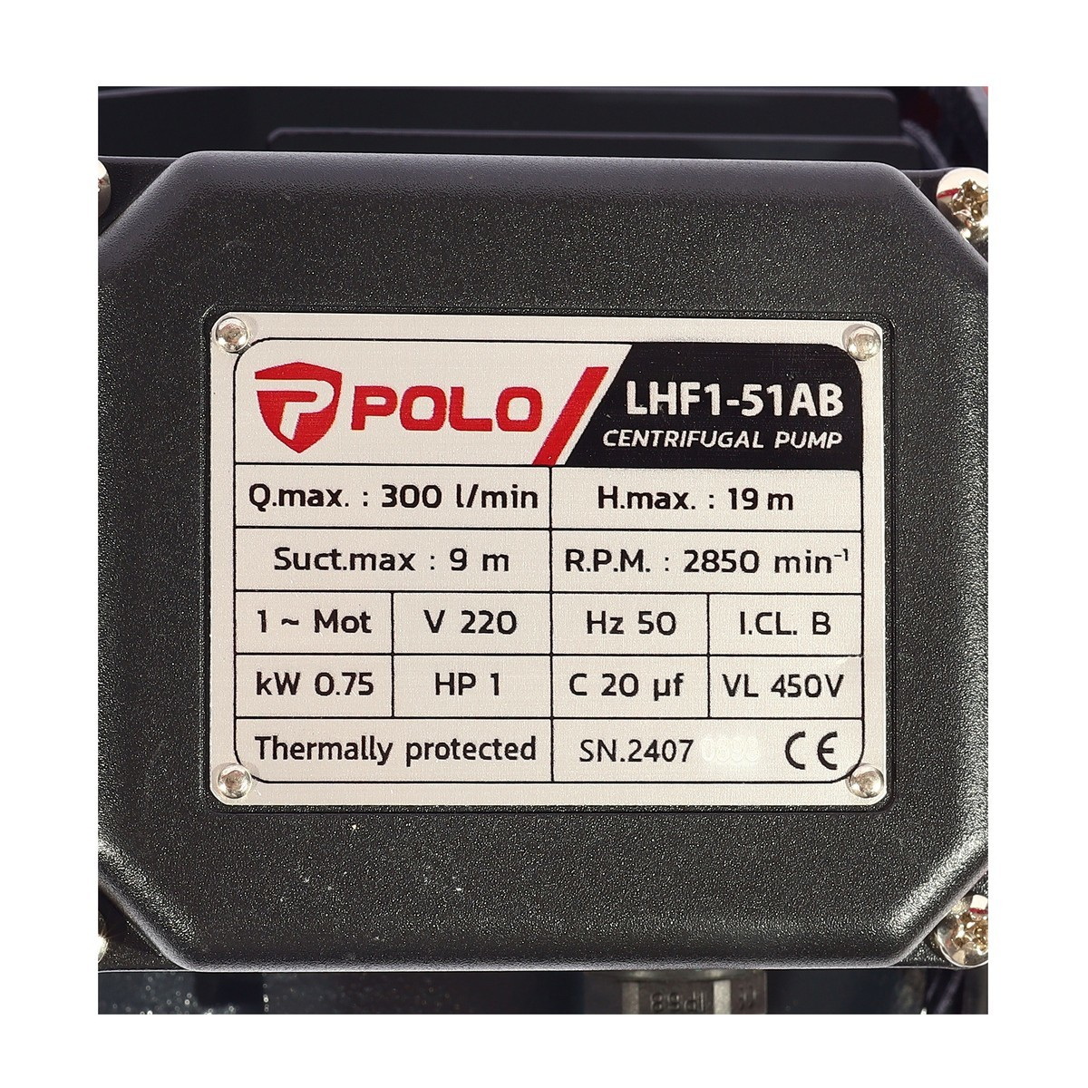 POLO LHF1-51AB ปั๊มหอยโข่ง 1.1/2"x1.1/2" 1HP H.19m 300L/min