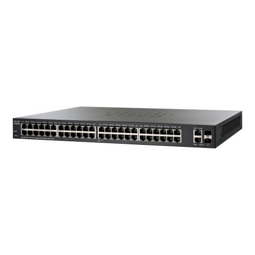 Cisco SG220-50P Switch PoE 50-Port Gigabit Smart Managed, 2-Port Gigabit RJ45/SFP Combo, Total Budget 375W, Spanning Tree/Link Aggregation/VLAN Support
