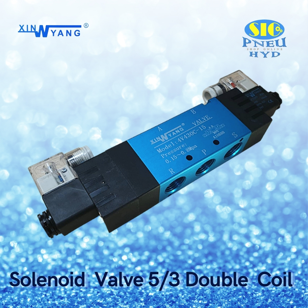 4V430 : SOLENOID VALVE XINYANG โซลินอยด์วาล์ว 5/3 DOUBLE COIL PORT 1/2" PT