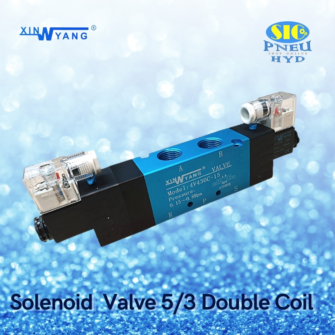 4V430 : SOLENOID VALVE XINYANG โซลินอยด์วาล์ว 5/3 DOUBLE COIL PORT 1/2" PT