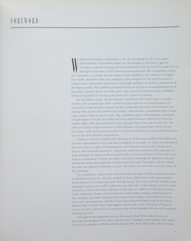 WILLEM DE KOONING: PAINTINGS