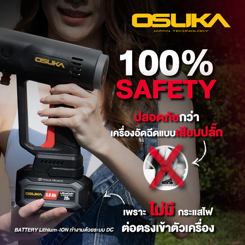 OSUKA OCPW607-N เครื่องฉีดน้ำแรงดันสูงไร้สาย 60Bar 20V (ตัวเปล่า)
