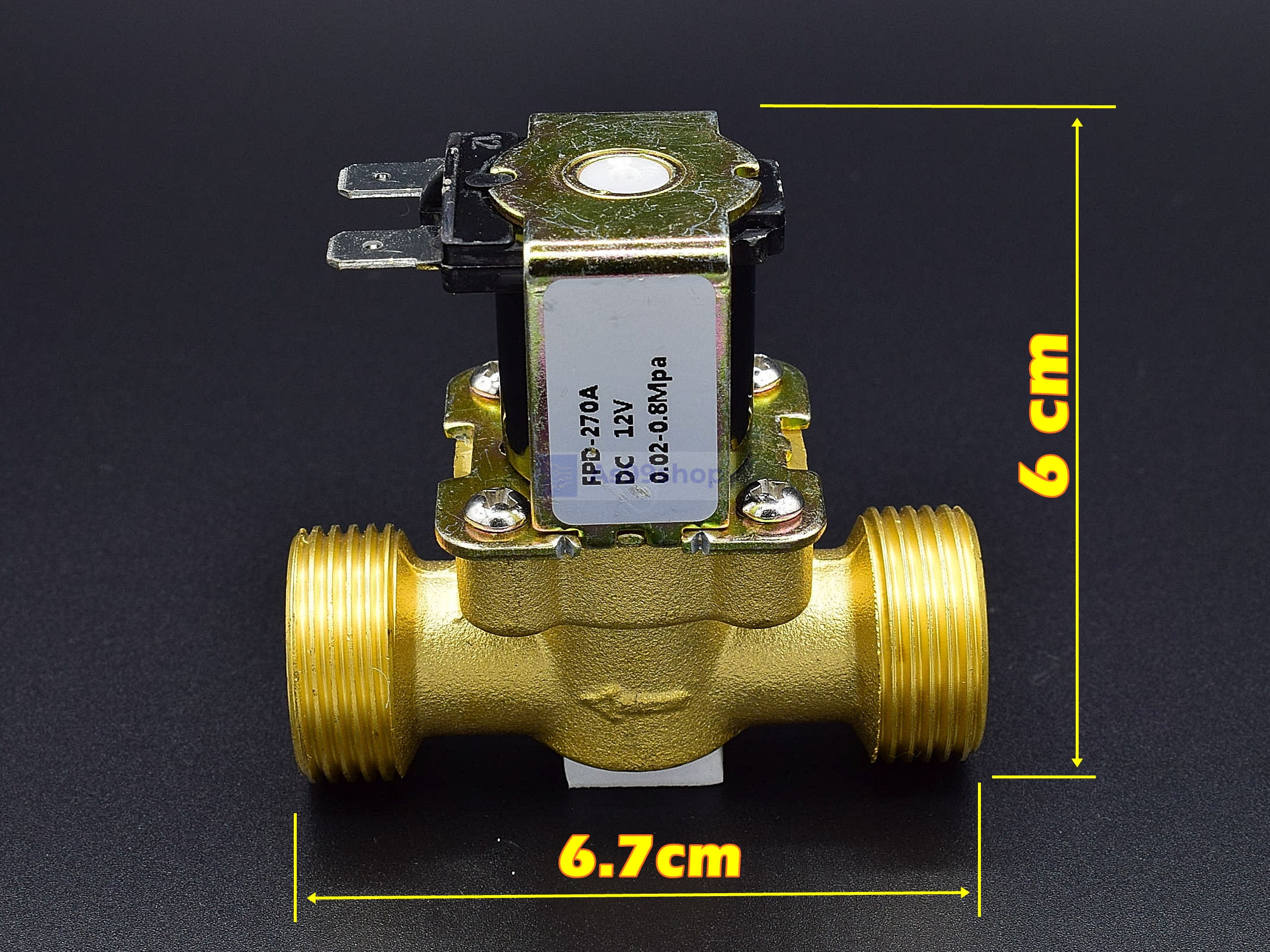 โซลินอยด์วาล์วทองเหลือง Solenoid Valve 12VDC 3/4 นิ้ว สำหรับเปิด-ปิด น้ำ