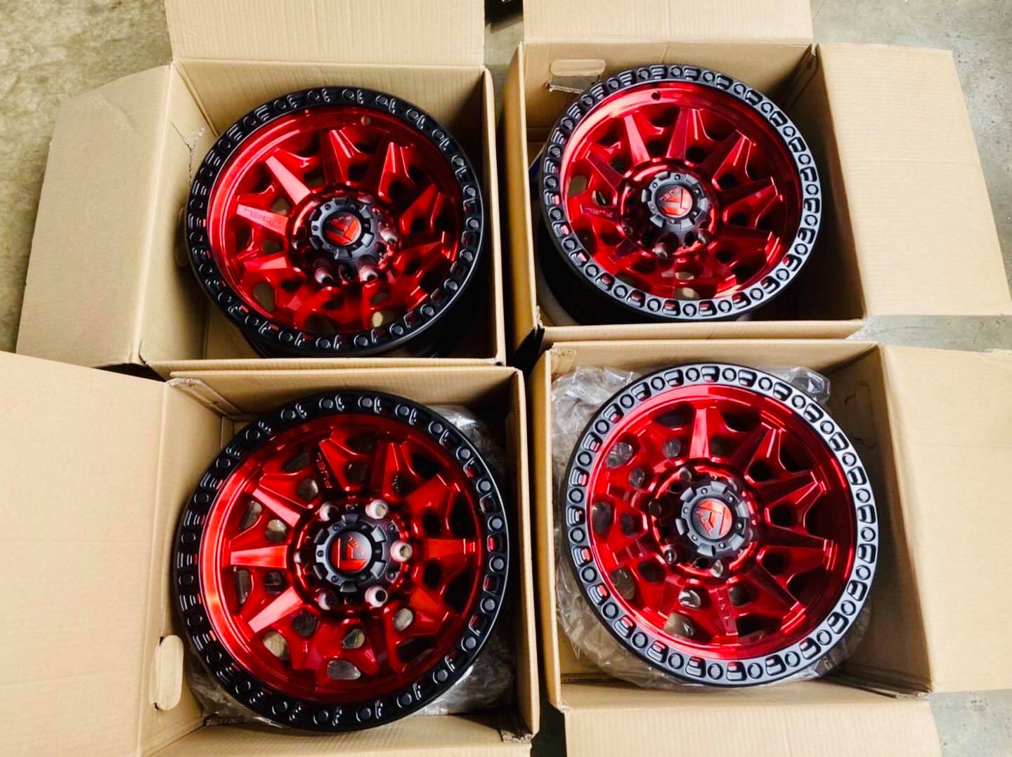 FUELแท้ COVERT 16x8 6H139.7 1 CANDY RED/BLACK RING ขอบ 16
