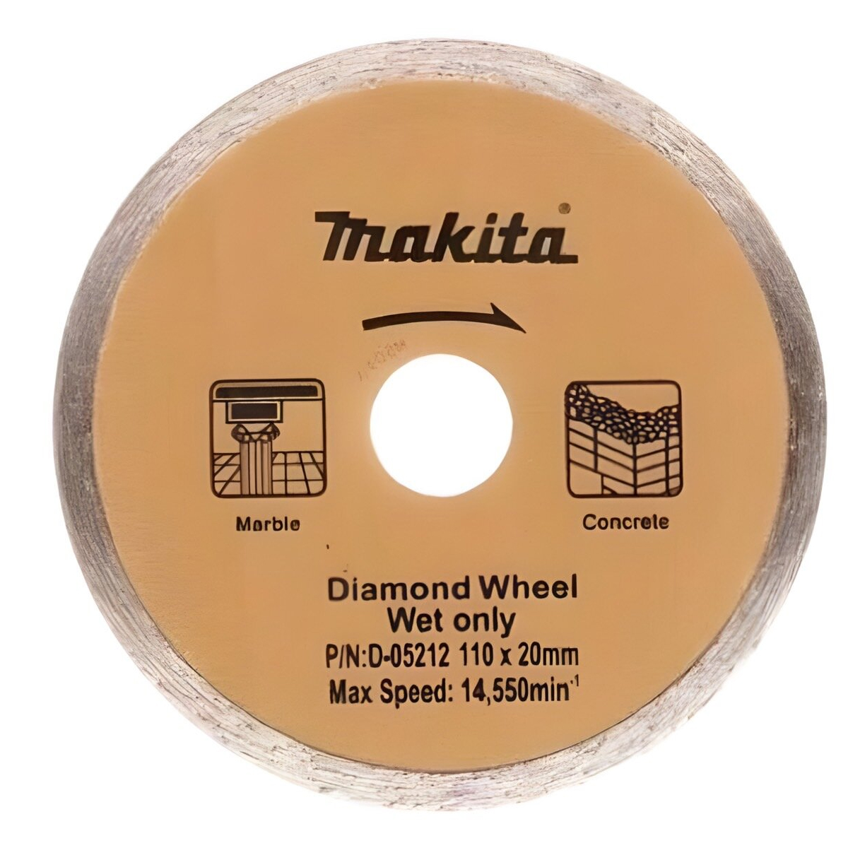 MAKITA D-05212 ใบเพชร 4"x1.6mm น้ำ เรียบ-ทอง คอนกรีต,กระเบื้อง,หินอ่อน