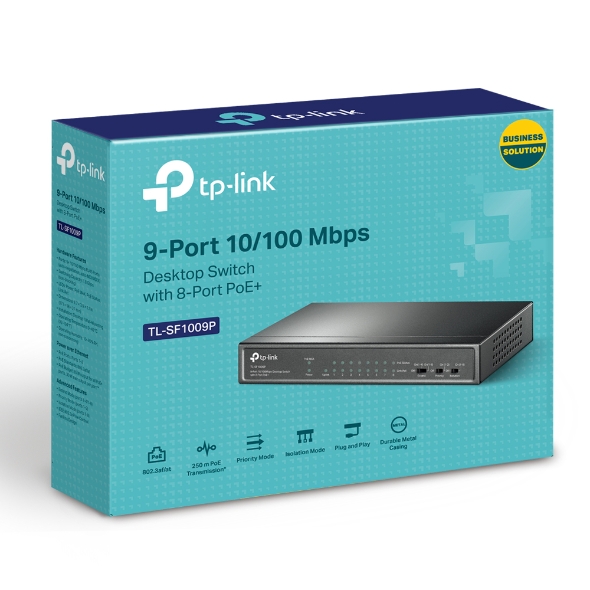 TL-SF1009P 9-Port 10/100Mbps Desktop Switch with 8-Port PoE+