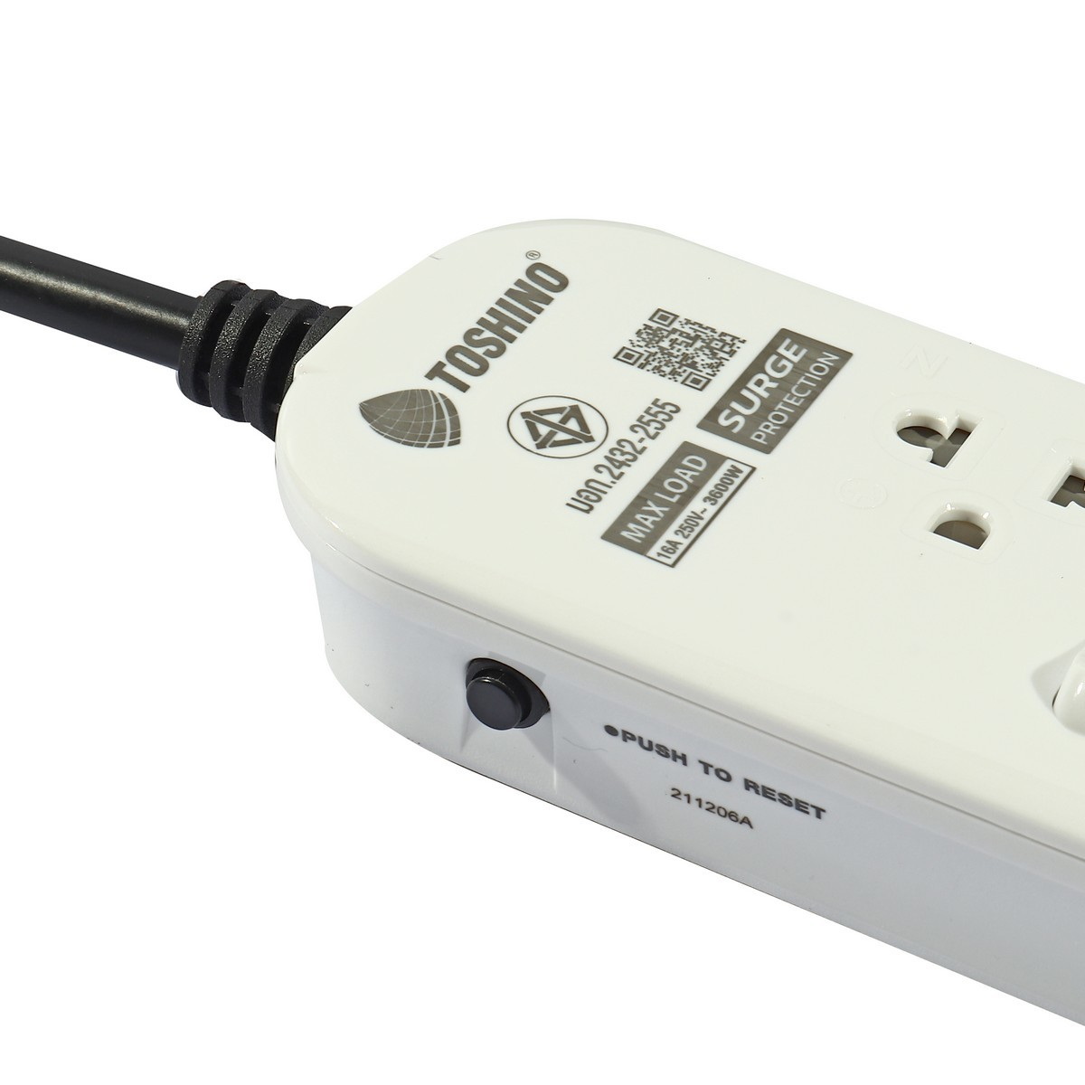 TOSHINO JT5-10M ปลั๊กพ่วง 5ช่อง/ 5สวิตซ์/ 10เมตร 16A/3600W