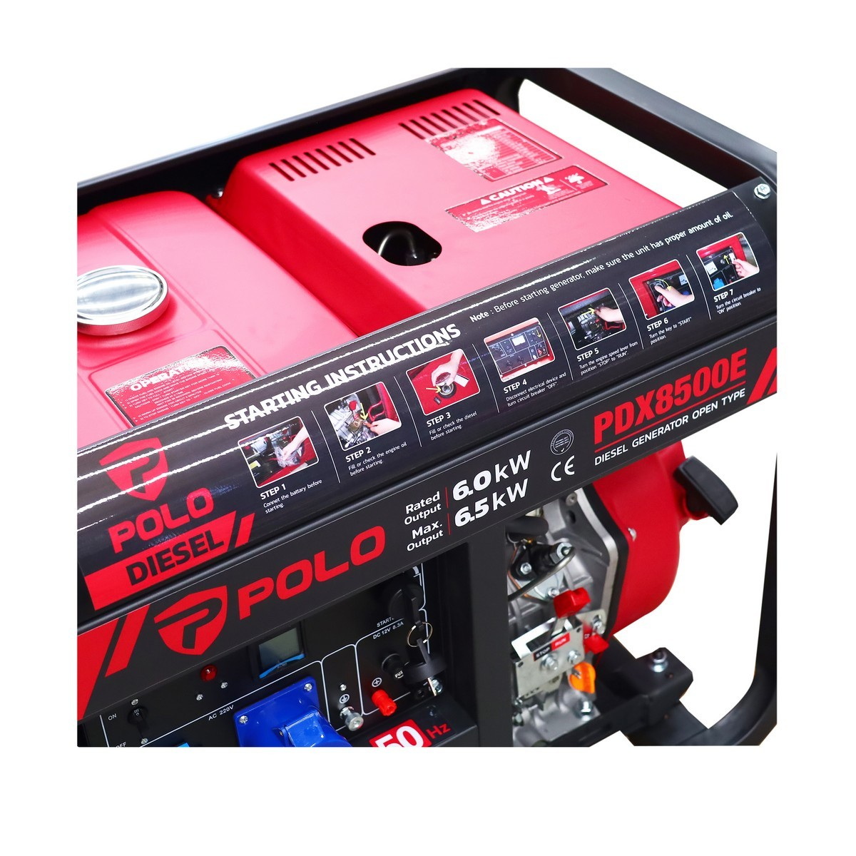 POLO PDX8500E เครื่องปั่นไฟดีเซล 6.5kw 10HP กุญแจ