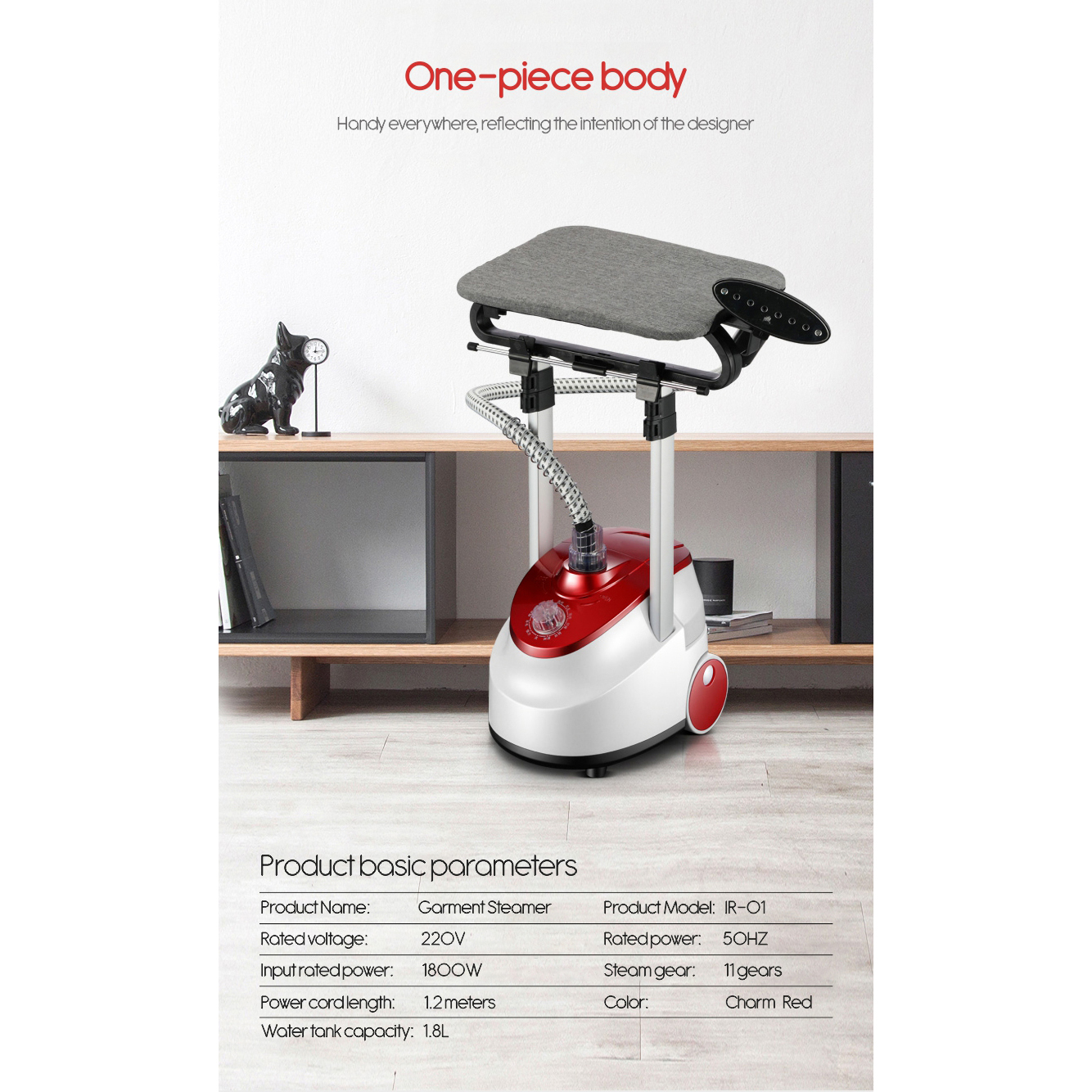 AJ เตารีดไอน้ำเเบบยืน รุ่น IR01 กำลังไฟ 1800วัตต์ ใช้งานง่าย ปรับความสูงได้ รับประกัน 1 ปี