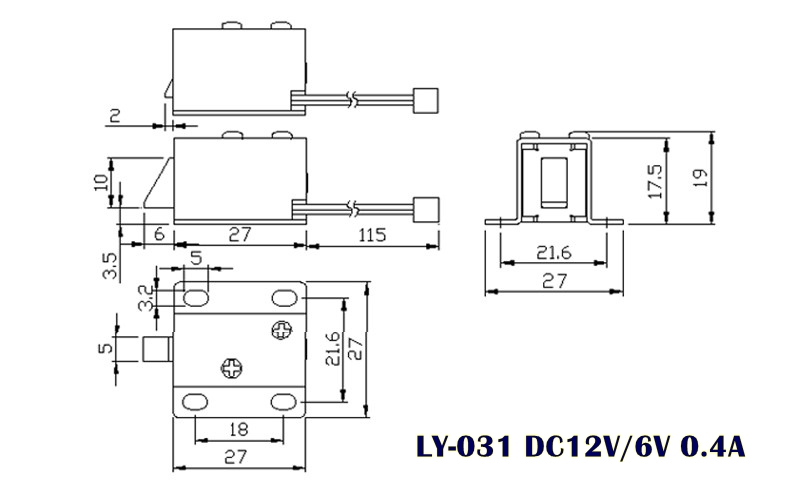 กลอนไฟฟ้าขนาดเล็ก LY-031 DC12V 0.4A small electromagnetic lock (ไม่มี แอลล๊อค)