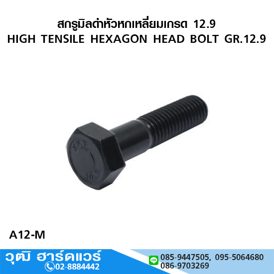 สกรูมิลดำ เกรด 12.9 M10-42