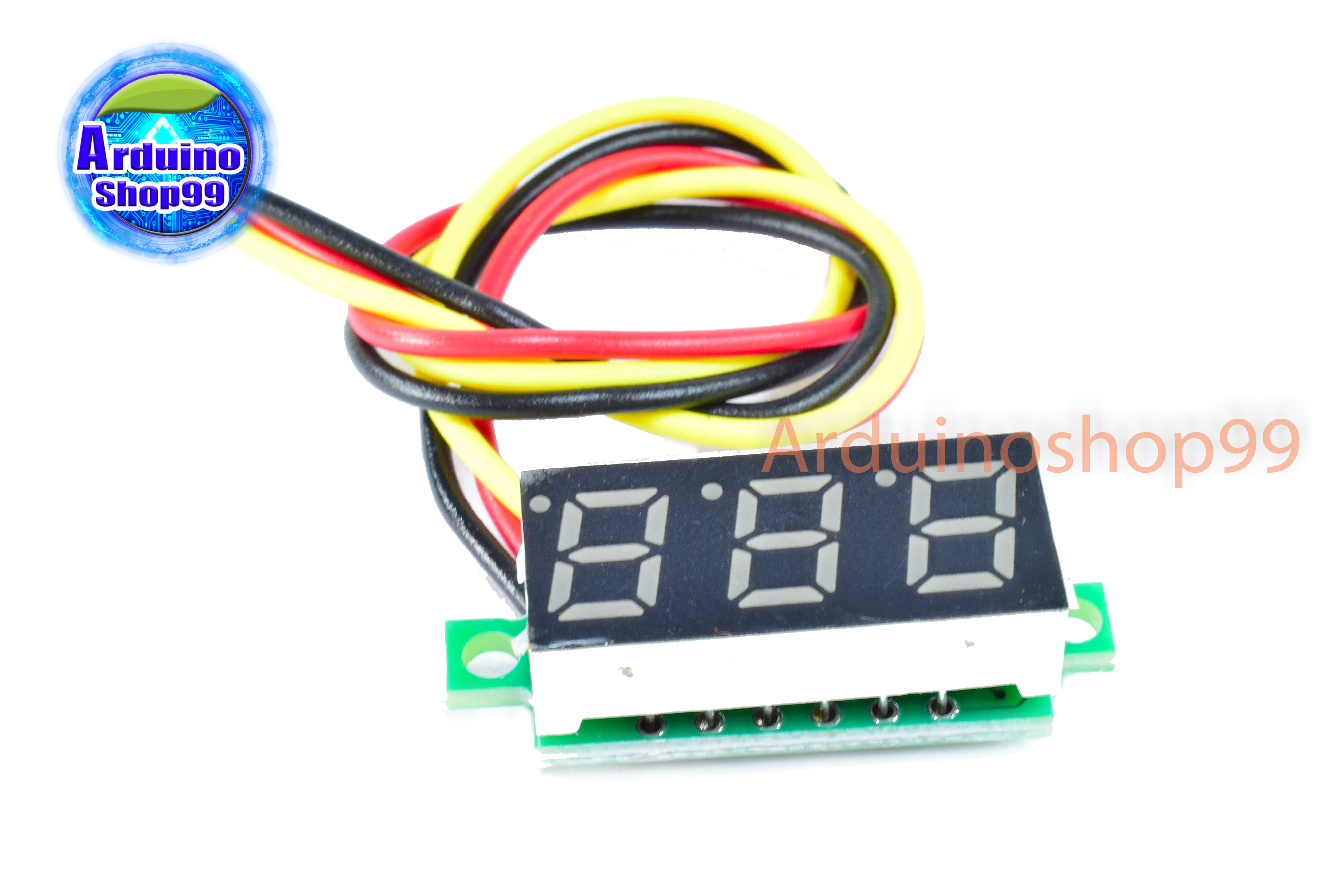 จอแสดงผล ค่าโวลต์ DC voltage meter head 0.28 inch LED DC 0V - 100V (สีเหลือง)