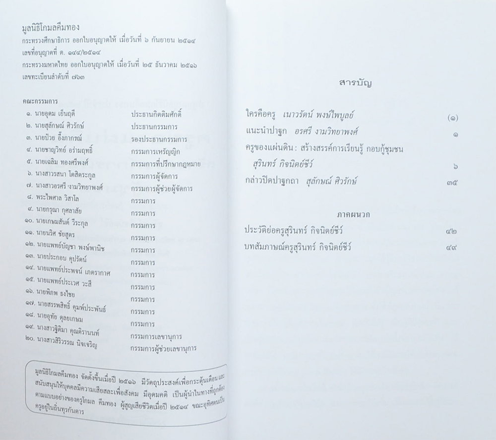 ครูของแผ่นดิน สร้างสรรค์การเรียนรู้ กอบกู้ชุมชน สุรินทร์ กิจนิตย์ชีว์