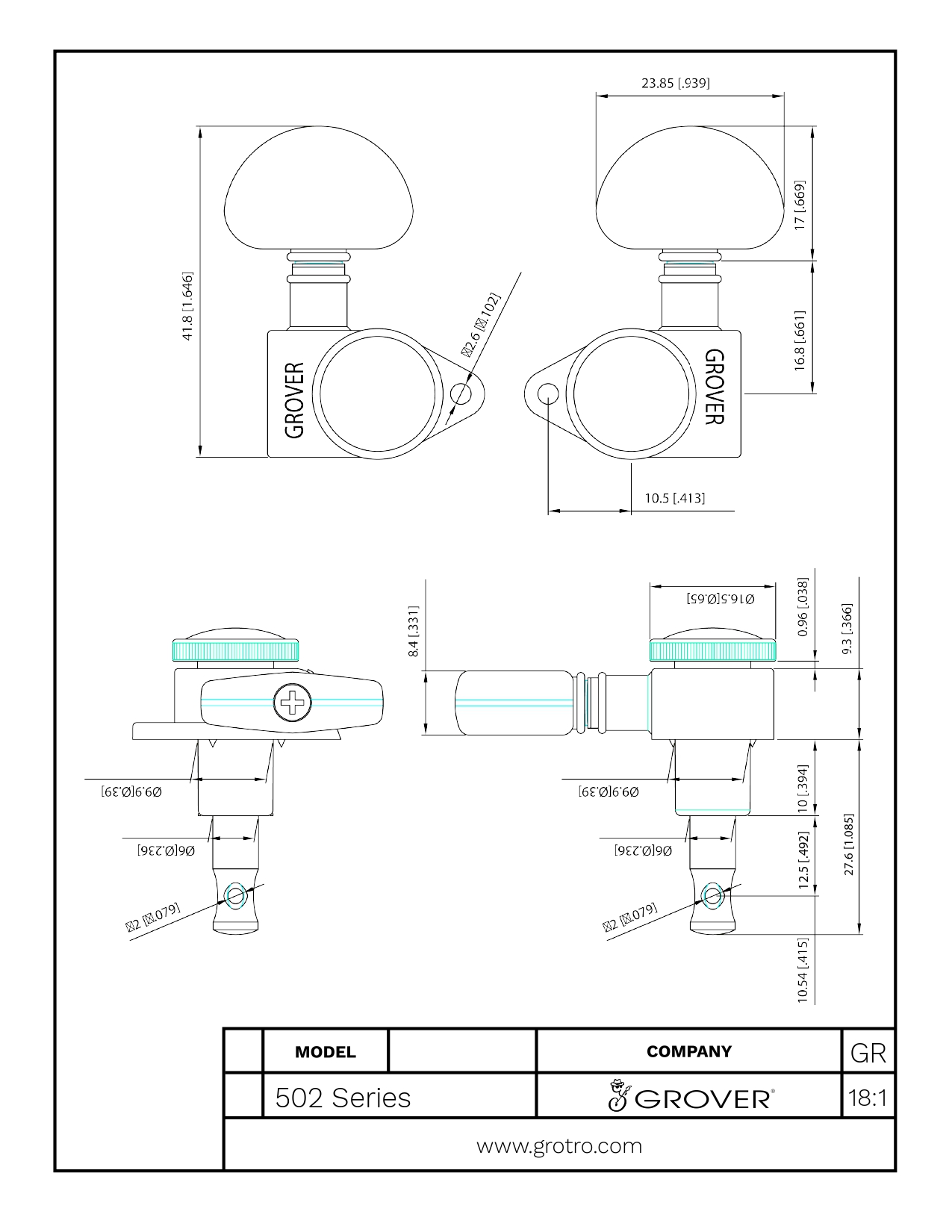 GROVER ROTO-GRIP LOCKING ROTOMATICS® KEYSTONE 3+3 NICKEL (502 SERIES) ของแท้ 100%