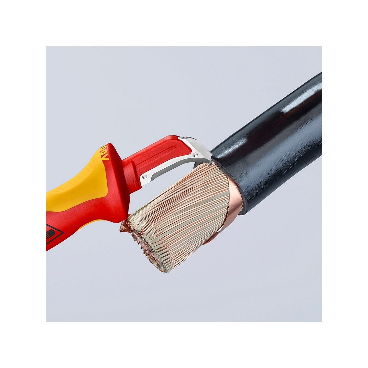 KNIPEX 98 55 มีดปอกสายไฟพร้อมใบรองมีด ด้ามกันไฟ 1000V