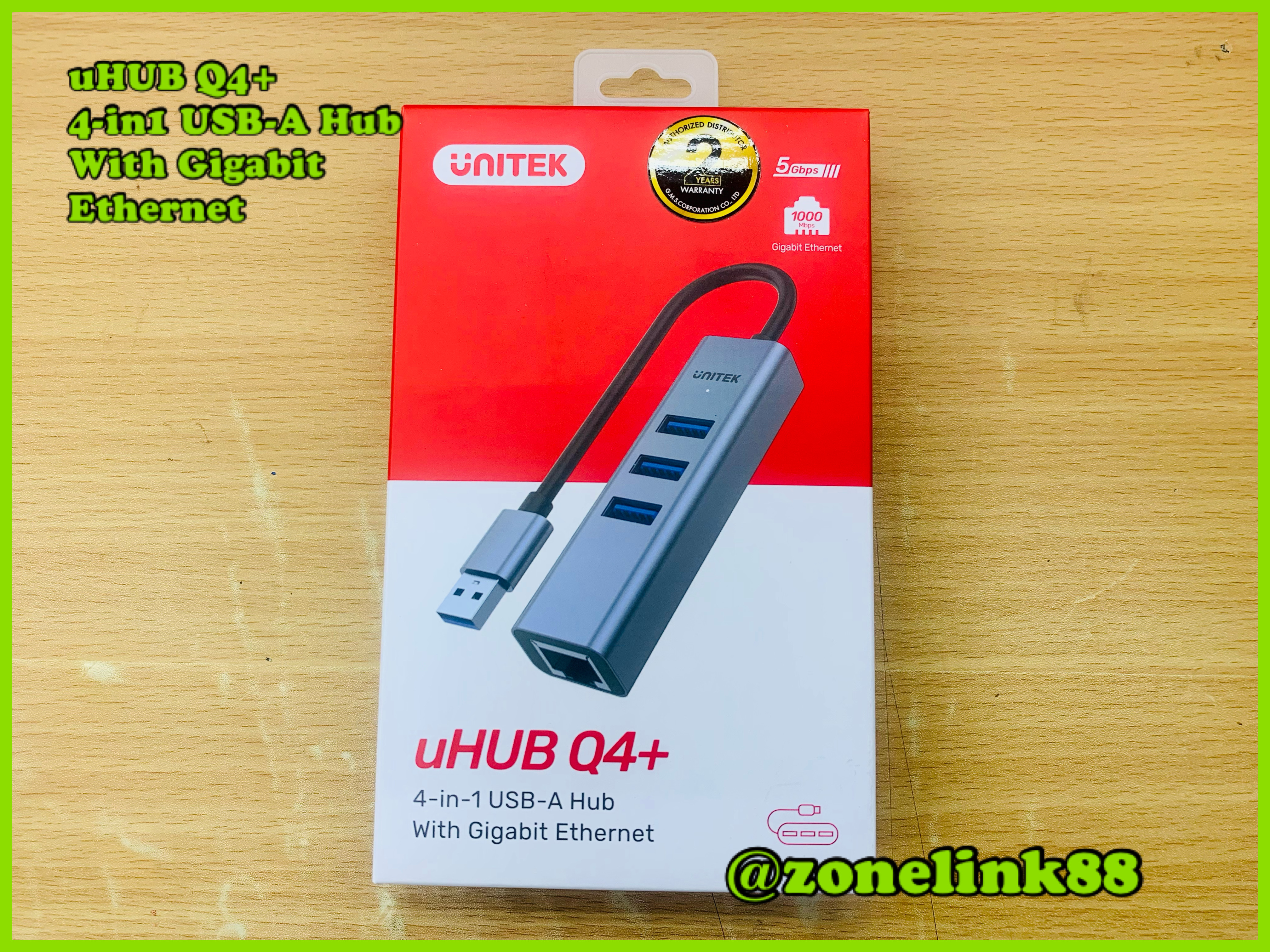Unitek H1906A 4-in-1 USB-A Hub With Gigabit Ethernet