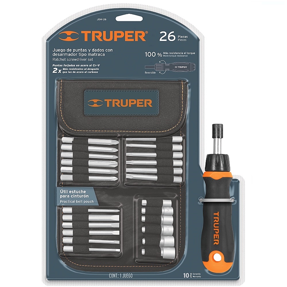 TRUPER 18219 ชุดไขควง+ดอกไขควง 1/4"+ดอก 24ชิ้น