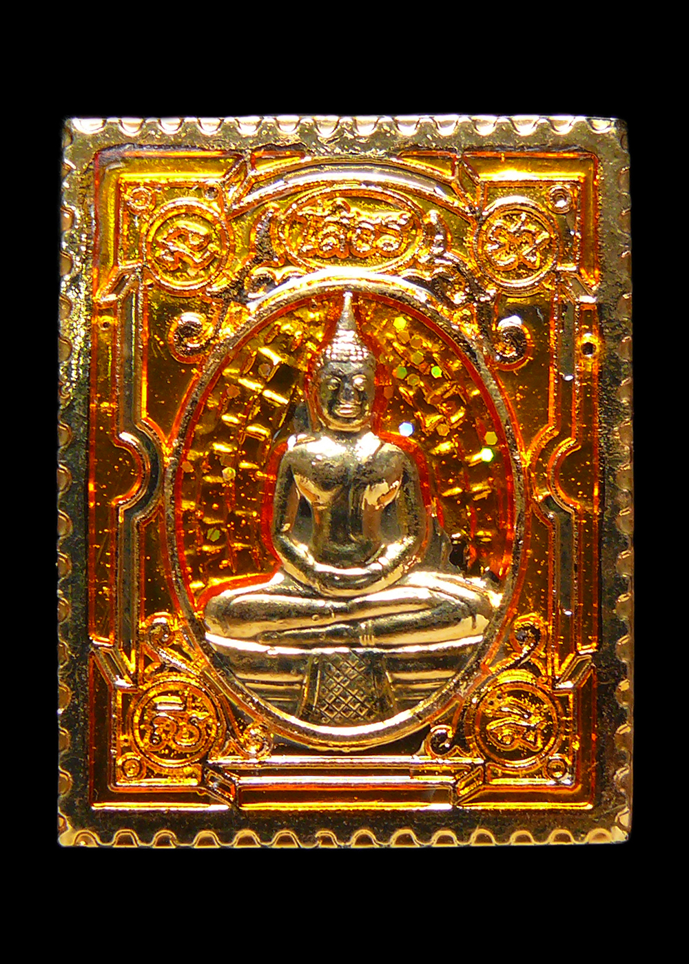 เหรียญแสตมป์หลวงพ่อโสธร ลงยาสีเหลือง