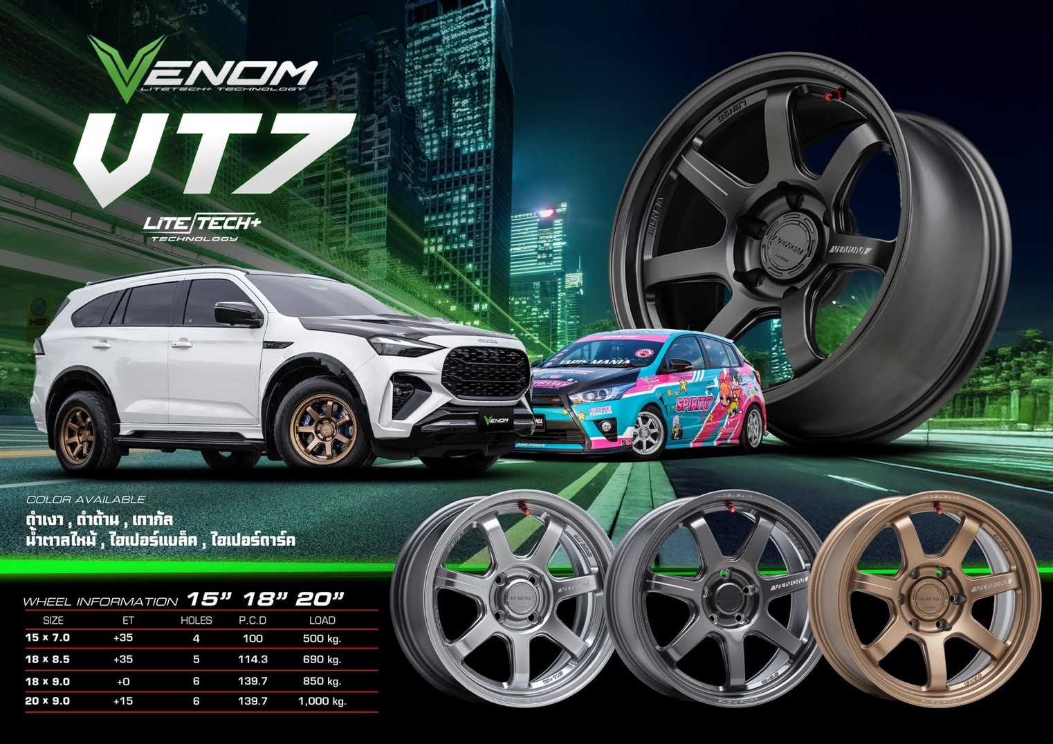 ล้อLENSO VENOM VT7 ขอบ 15