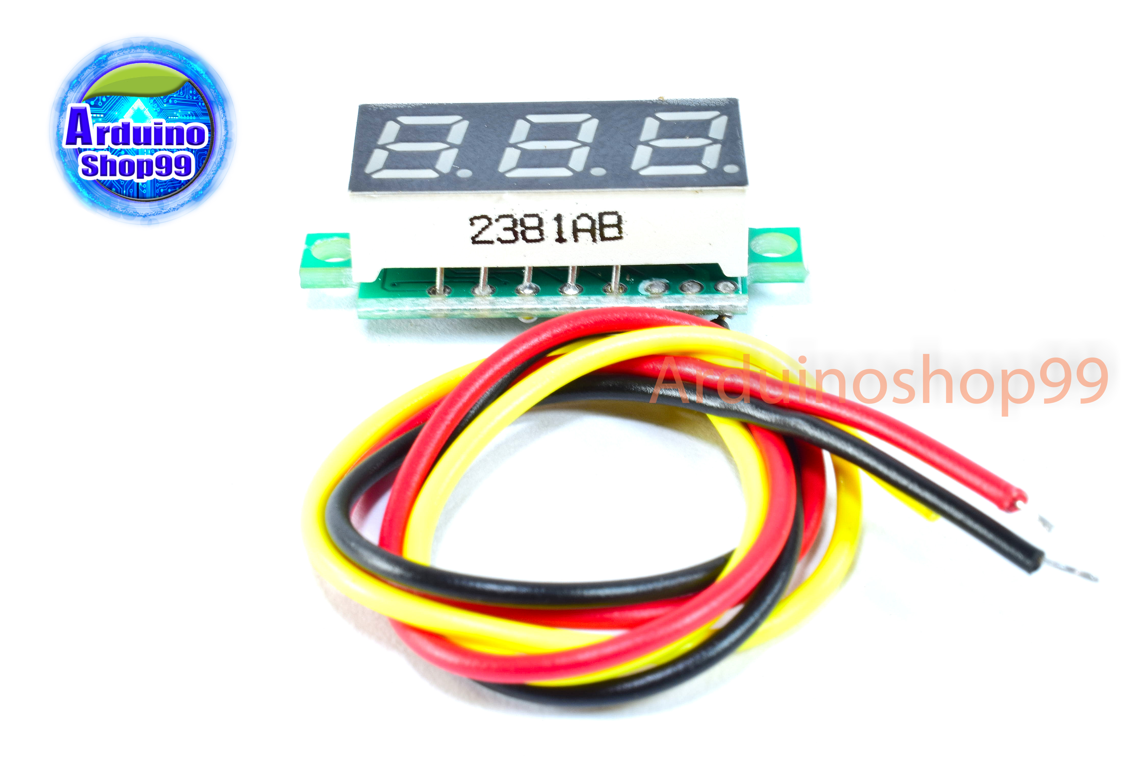 จอแสดงผล ค่าโวลต์ DC voltage meter head 0.28 inch LED DC 0V - 100V (สีน้ำเงิน)