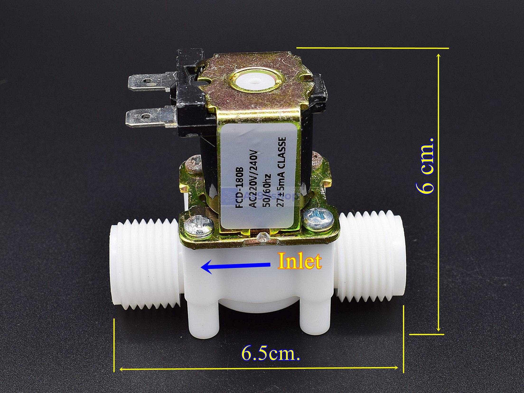 โซลินอยด์วาล์วพลาสติก Solenoid Valve 220VAC 1/2 นิ้ว สำหรับเปิด-ปิด น้ำ