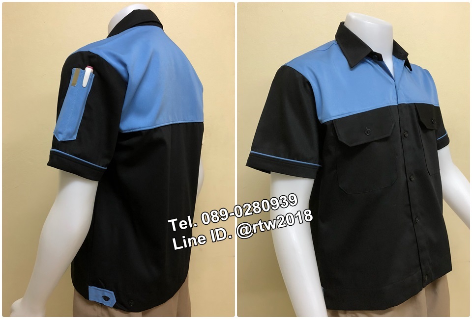 เสื้อช่างแขนสั้นแบบดำอกฟ้า (รหัส A6)