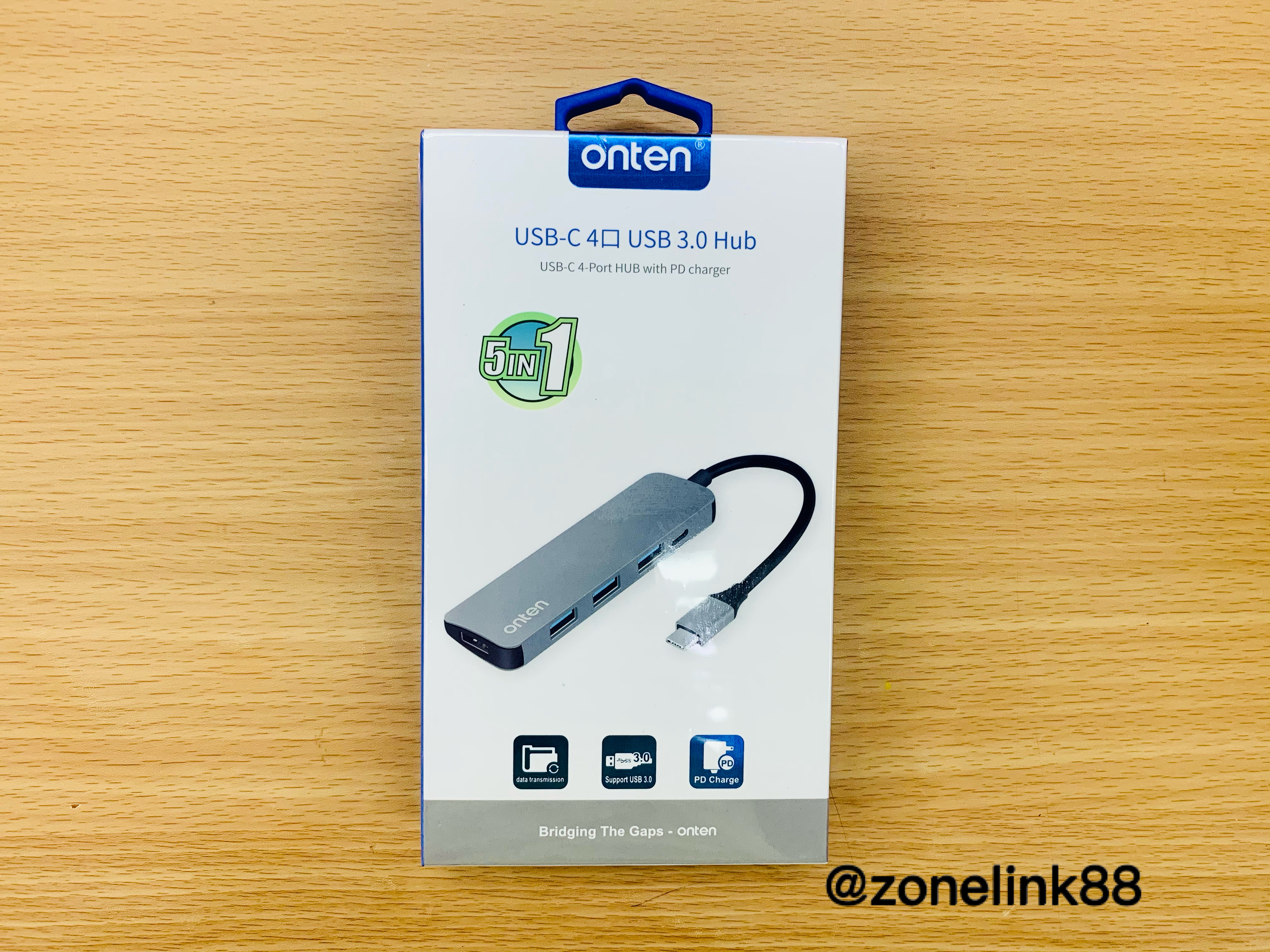 Onten OTN-9602 USB-C 4 Port HUB with PD charger
