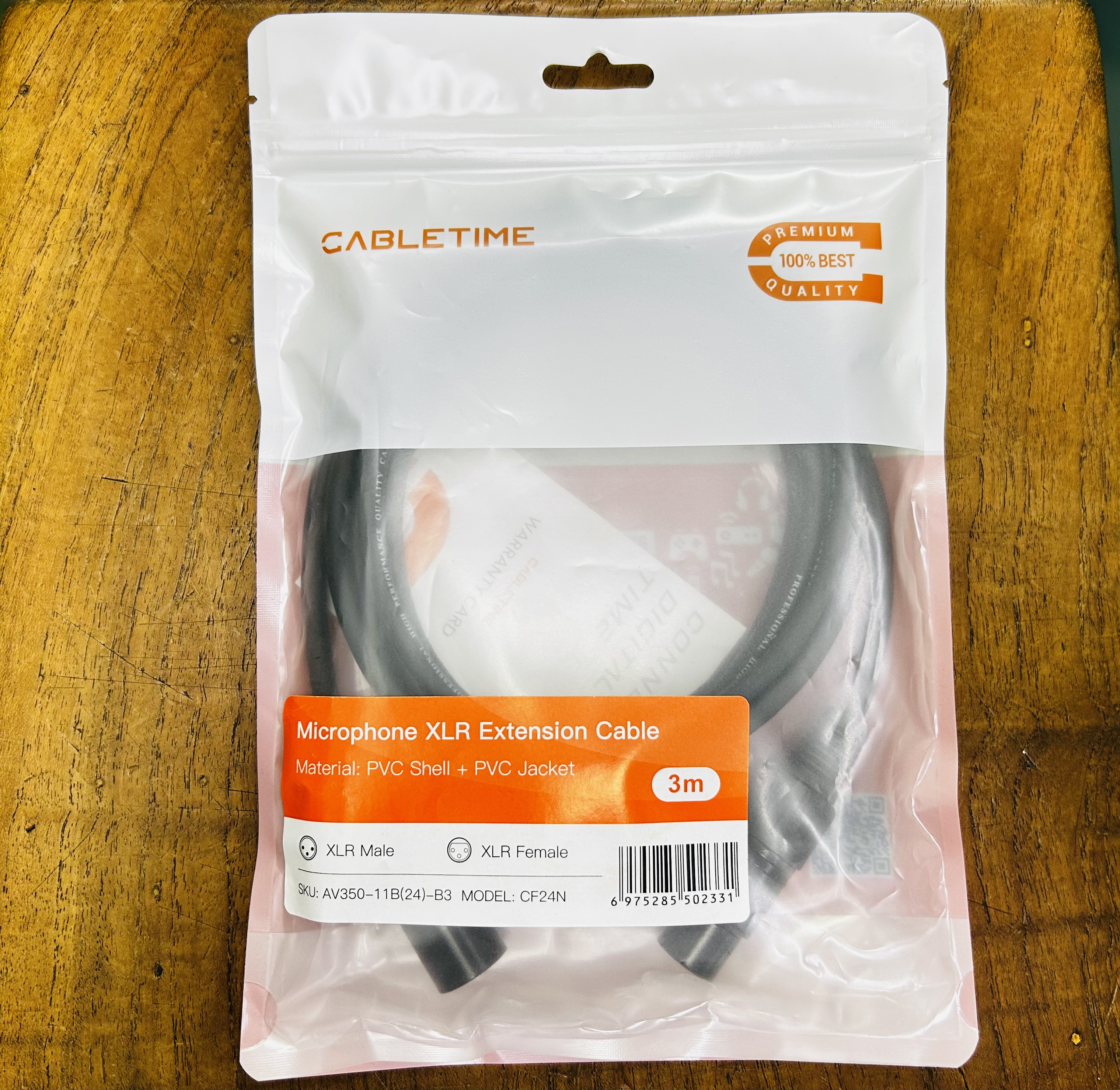 CABLETIME CF24N Microphone XLR Extension Cable 3m.