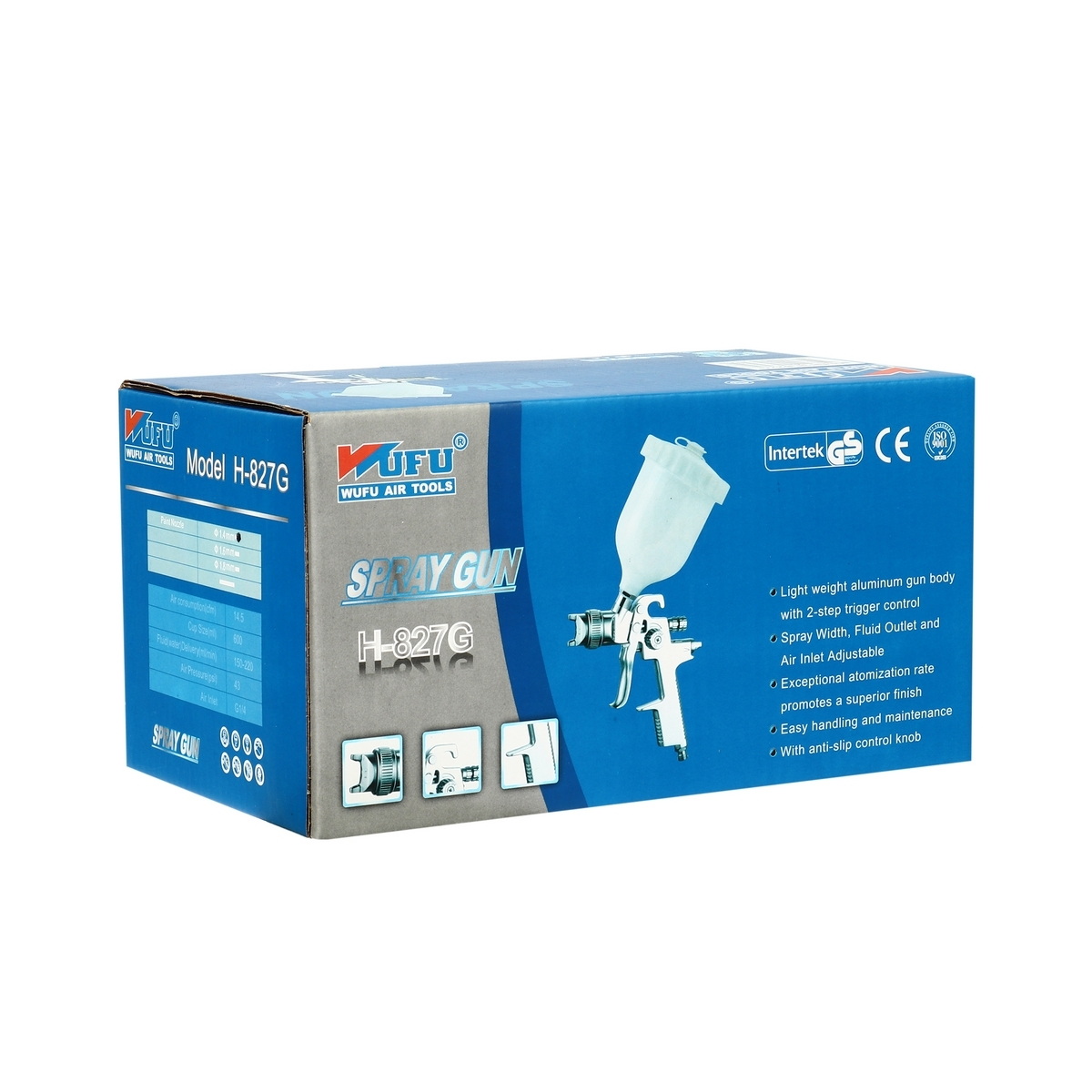 WUFU H-827G กาพ่นสี 1.4mm 600cc (กาบนพลาสติก) HVLP