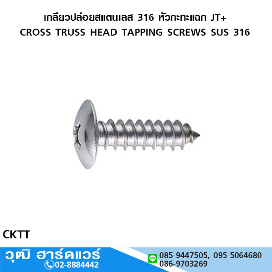 เกลียวปล่อยสแตนเลส 316 หัวกะทะแฉก JT+