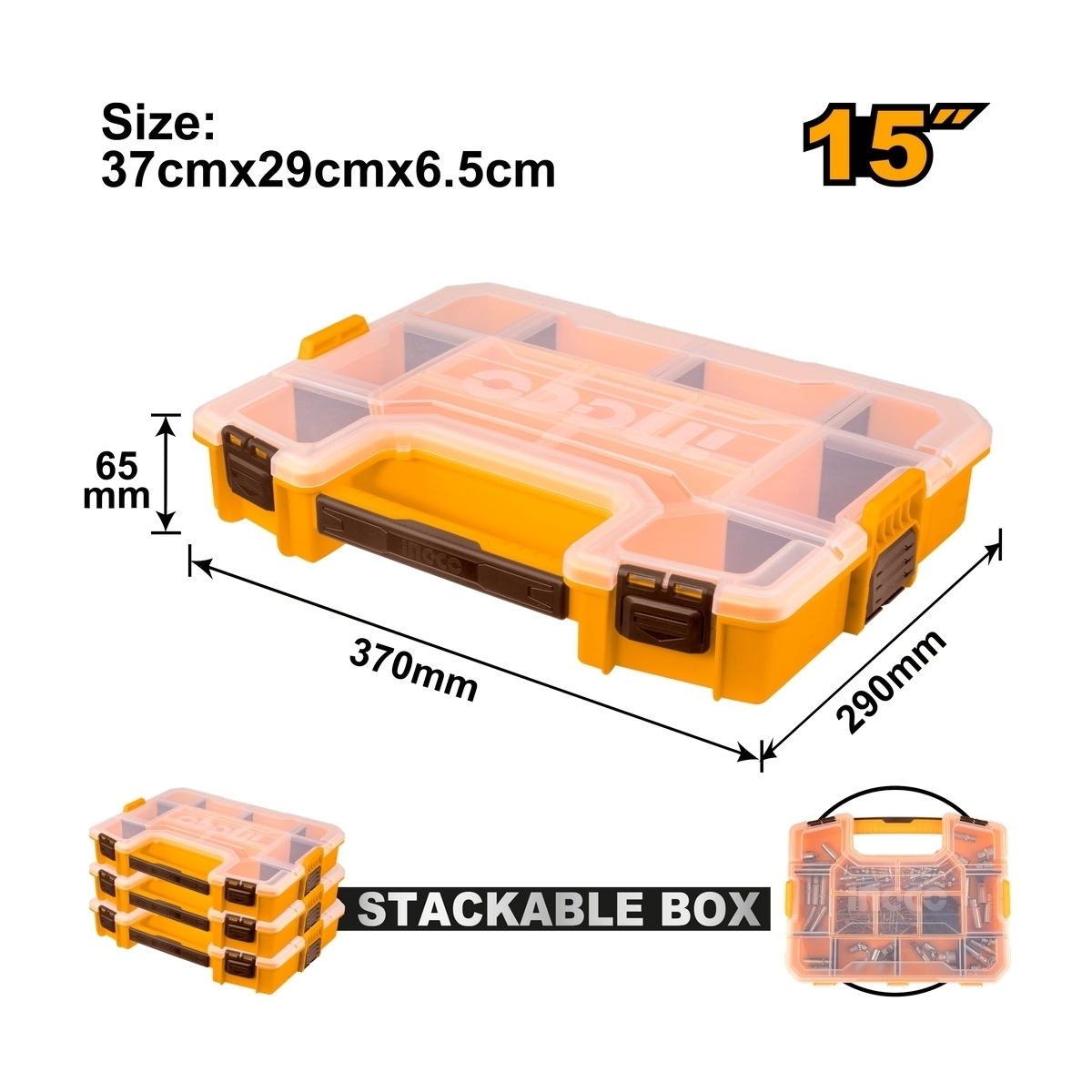 INGCO PBX1511 กล่องเครื่องมือ 15" เรียงซ้อนได้