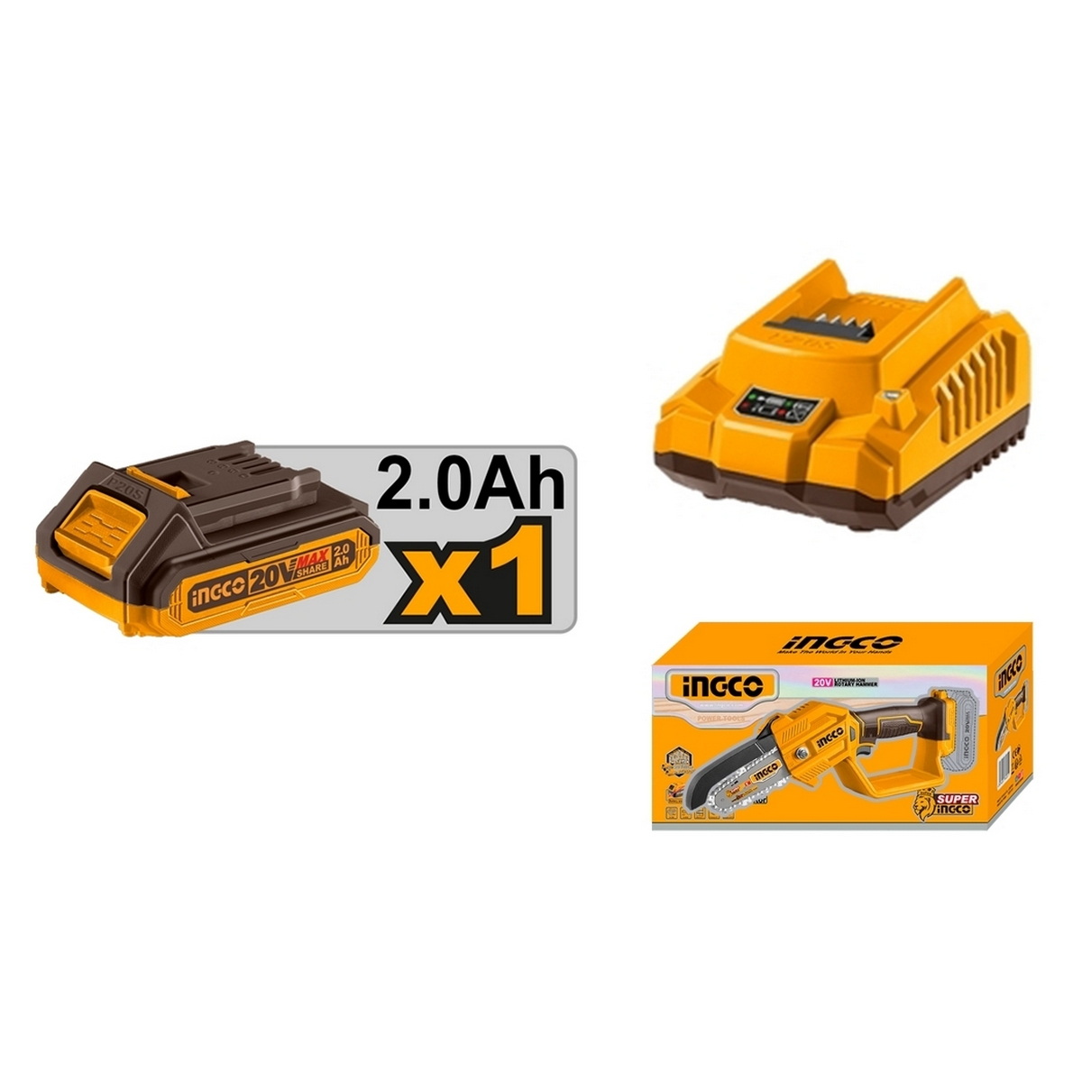 INGCO CGSLI20581 เลื่อยโซ่ไร้สาย 5" 20V แบตx1