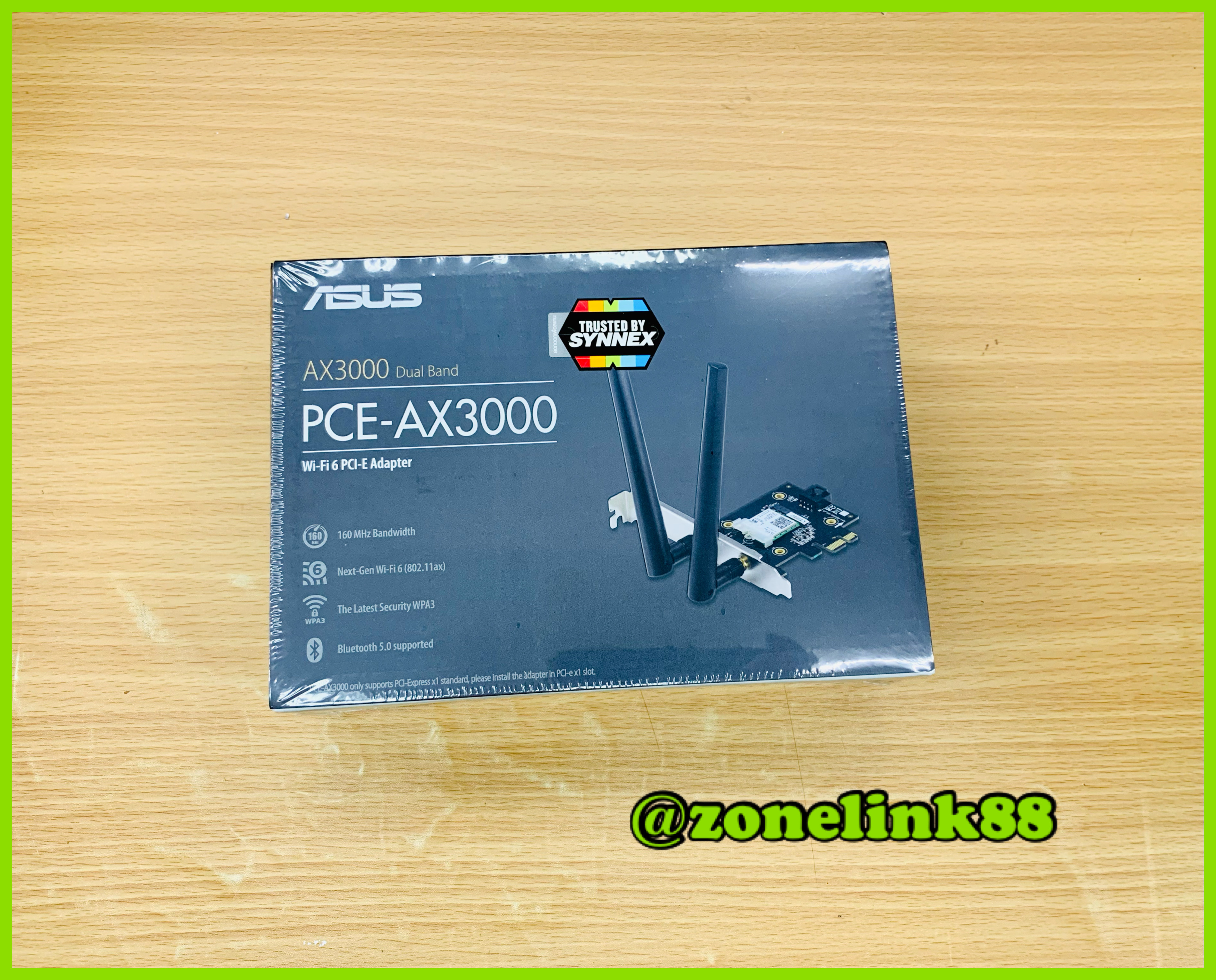 ASUS PCE-AX3000 Wi-Fi 6 PCI-E Adapter AX3000 Dual Band PCI-E WiFi 6 (802.11ax). Supporting 160MHz, Bluetooth 5.0, WPA3 network security, OFDMA and MU-MIMO