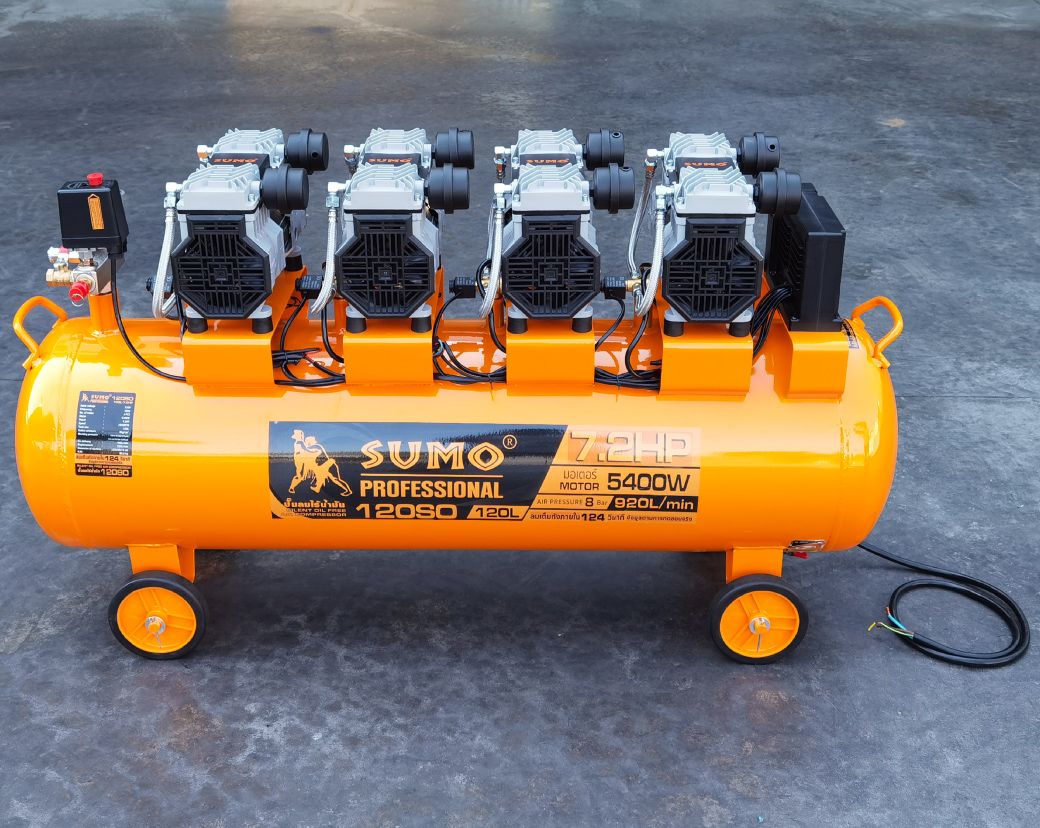 SUMO 120SO ปั๊มลมไร้น้ำมัน 120L 7.2HP/220V