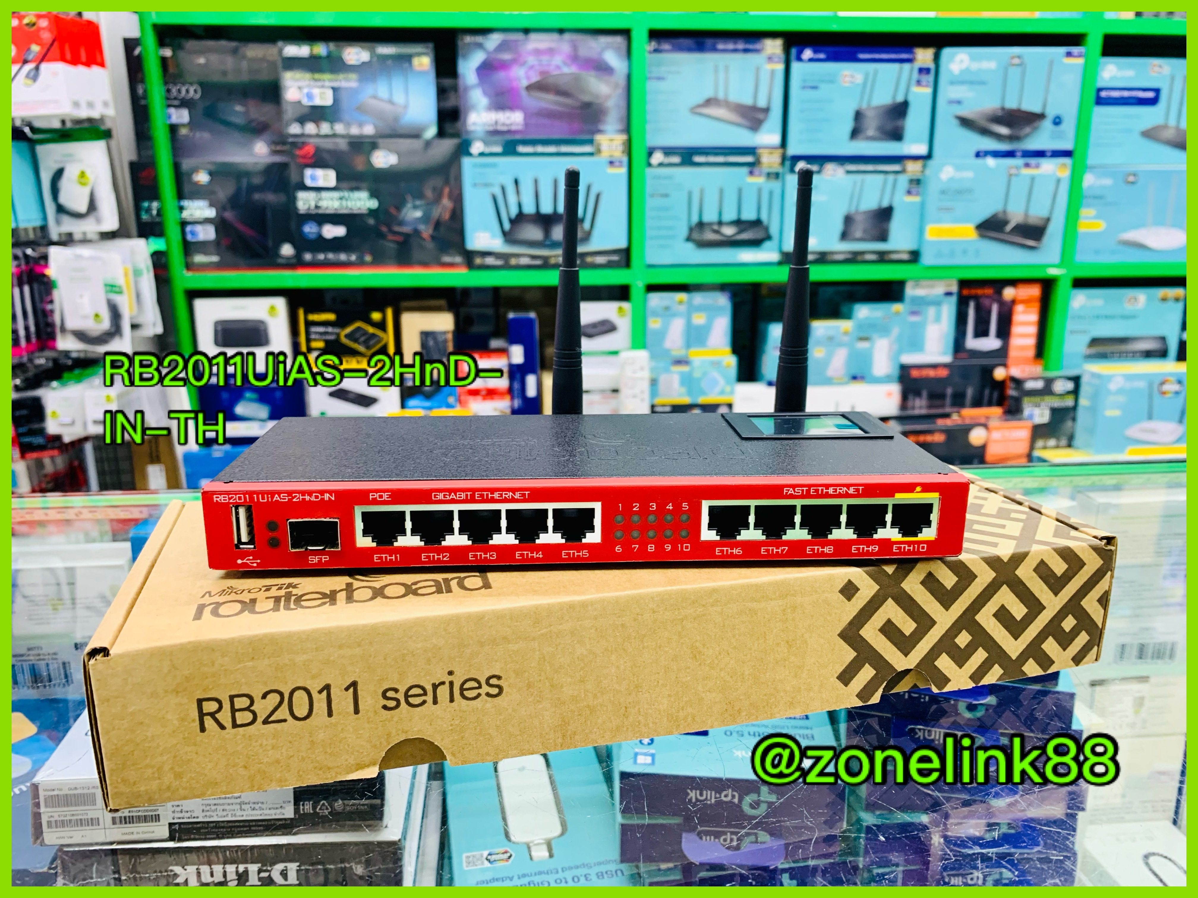 MikroTik RB2011UiAS-2HnD-IN Wireless Router 2.4GHz, 5-Port Gigabit Ethernet, SFP cage, LCD Status, PoE output on Eth10, RouterOS L5