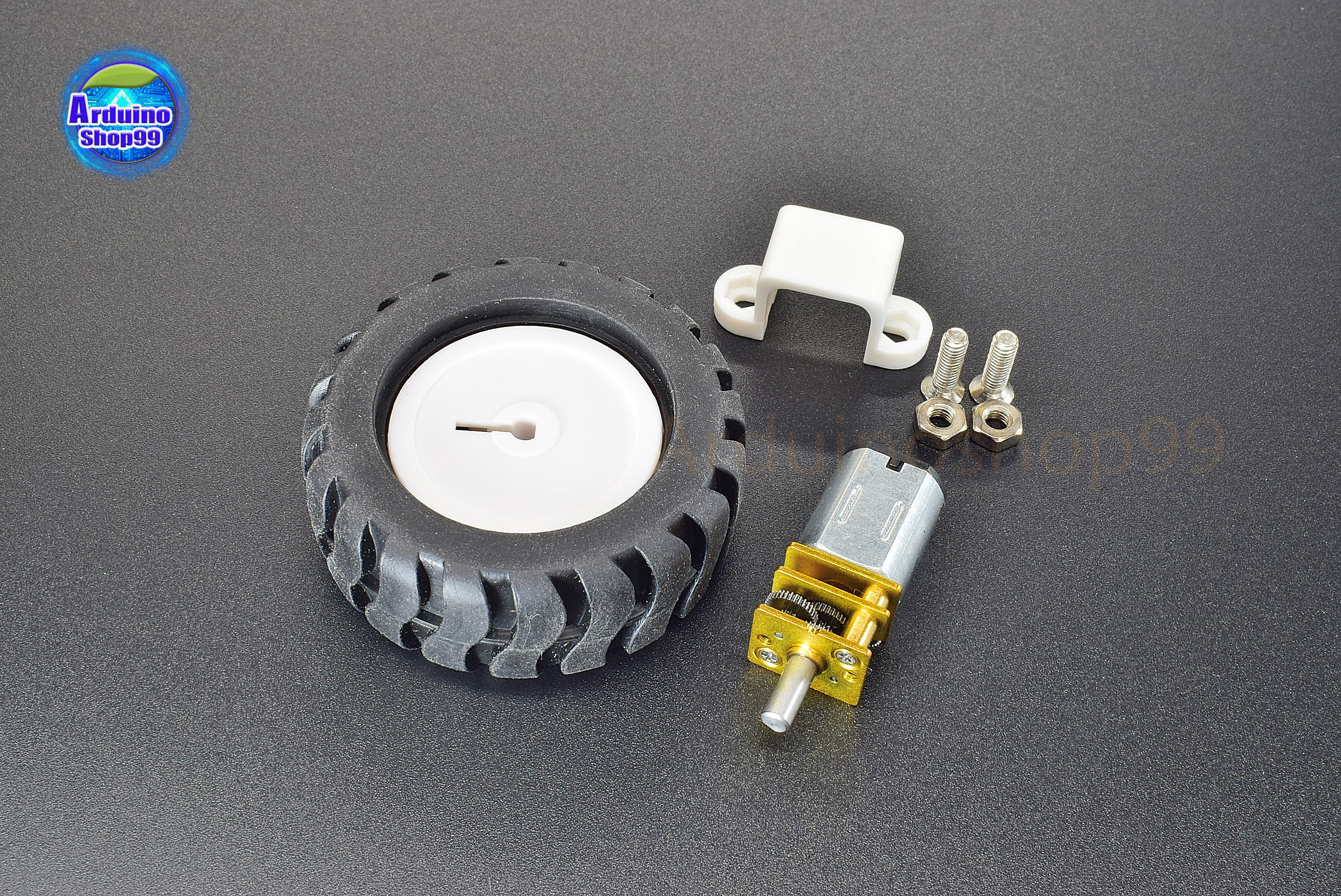 N20 3-6V 40RPM DC Micro Geared Box Electric Motor + ล้อยาง