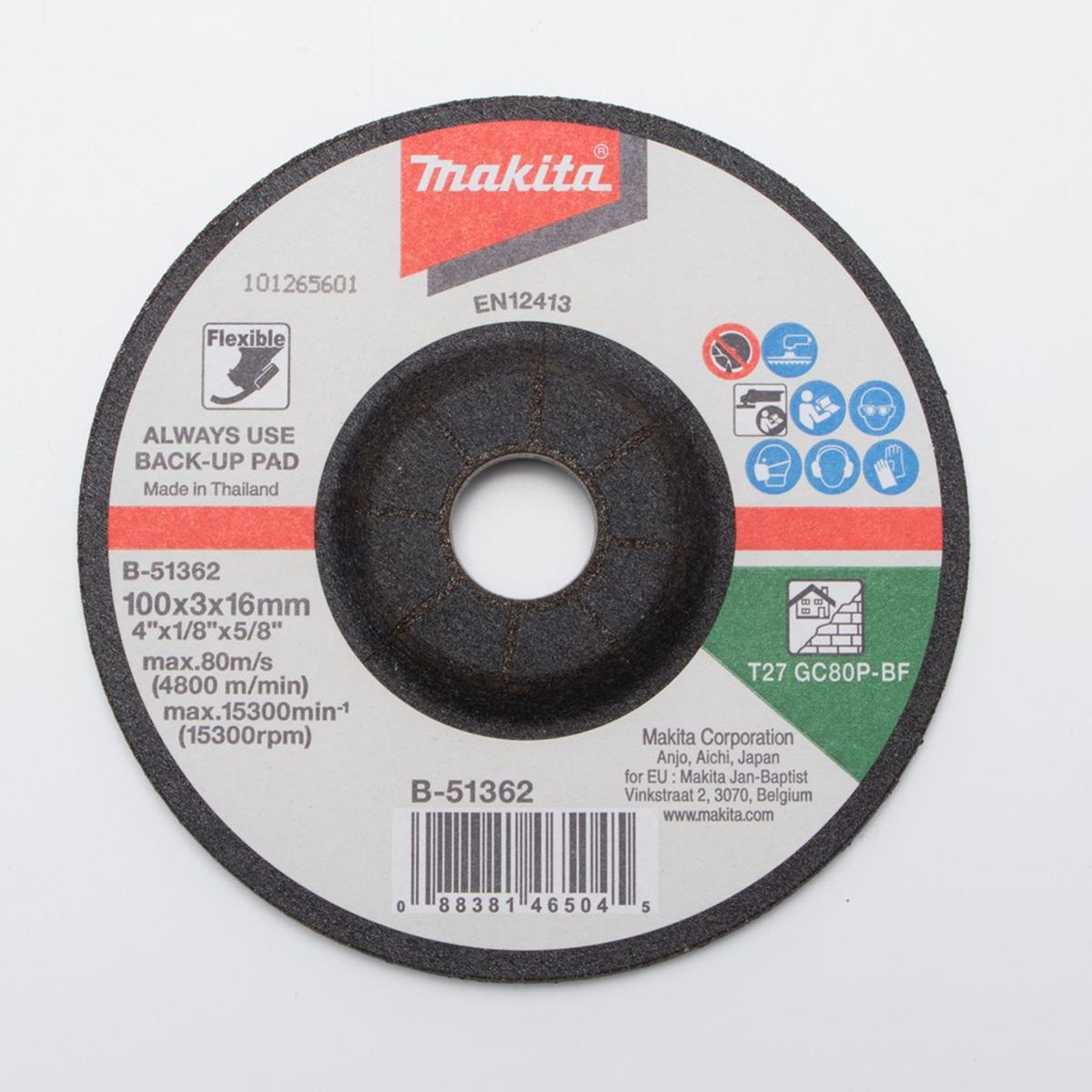 MAKITA B-51362 ใบเจียรกระจก/หิน GC80 4"x2mm (20ใบ/กล่อง)
