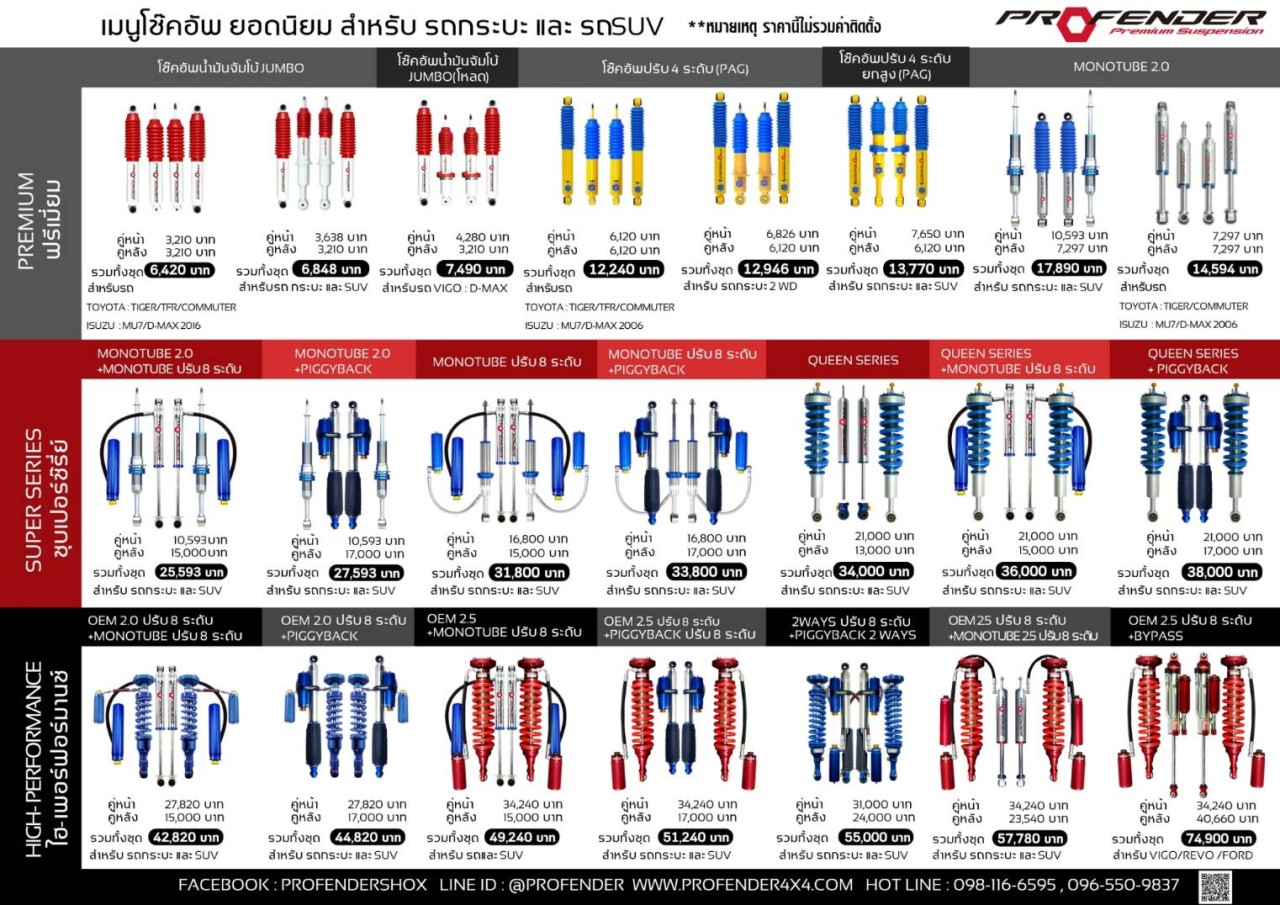 โช้คอัพ PROFENDER มีจำหน่ายทุกรุ่น ที่วิเชียรรัมย์ยางยนต์