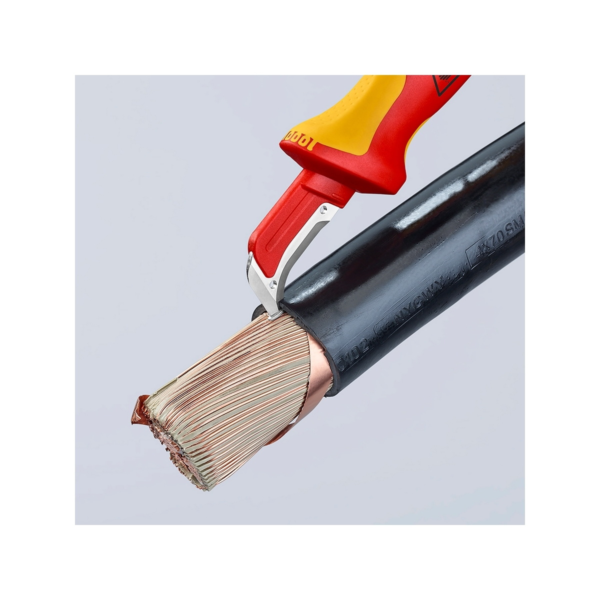 KNIPEX 98 55 มีดปอกสายไฟพร้อมใบรองมีด ด้ามกันไฟ 1000V