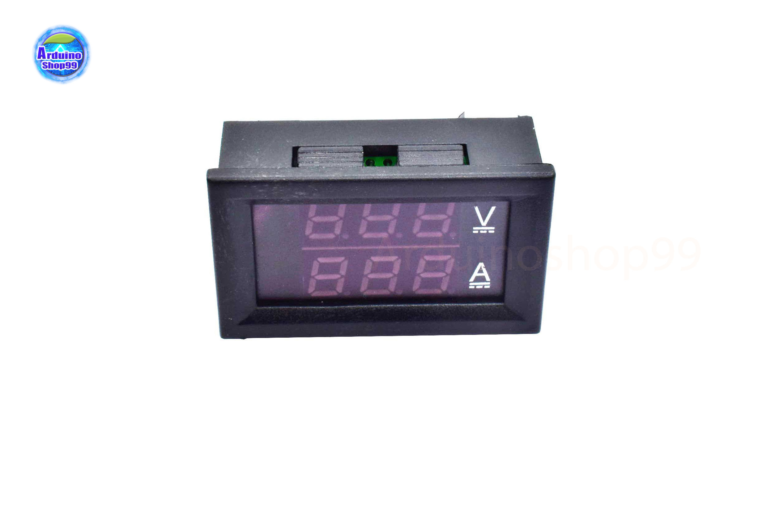 จอแสดงผล ค่าโวลต์ - ค่าแอมป์ ( DC 0-100V 10A )Dual Display Digital Voltage and Current Meter(สีแดง)
