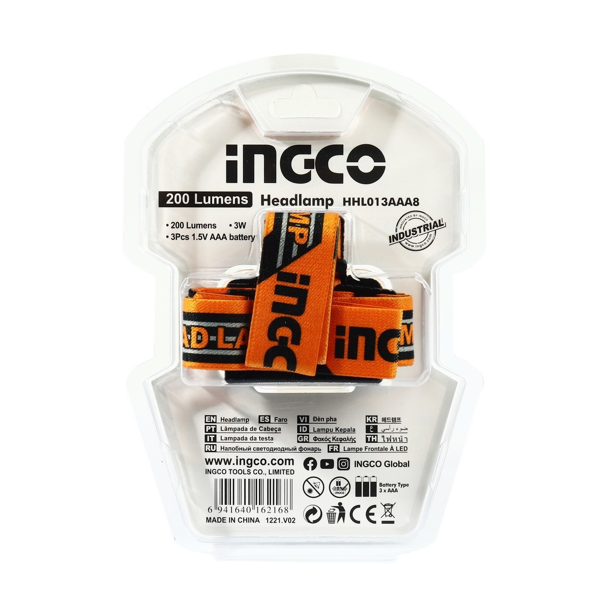 INGCO HHL013AAA8 ไฟฉายคาดหัว LED (ถ่าน AAA)