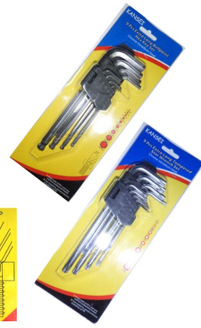 หกเหลี่ยมยาวหัวบอล KANSEI 9 ตัวชุด ขนาด 1.5–10 MM