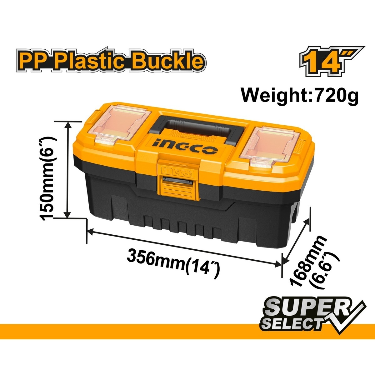 INGCO PBX1401 กล่องเครื่องมือพลาสติก 14"
