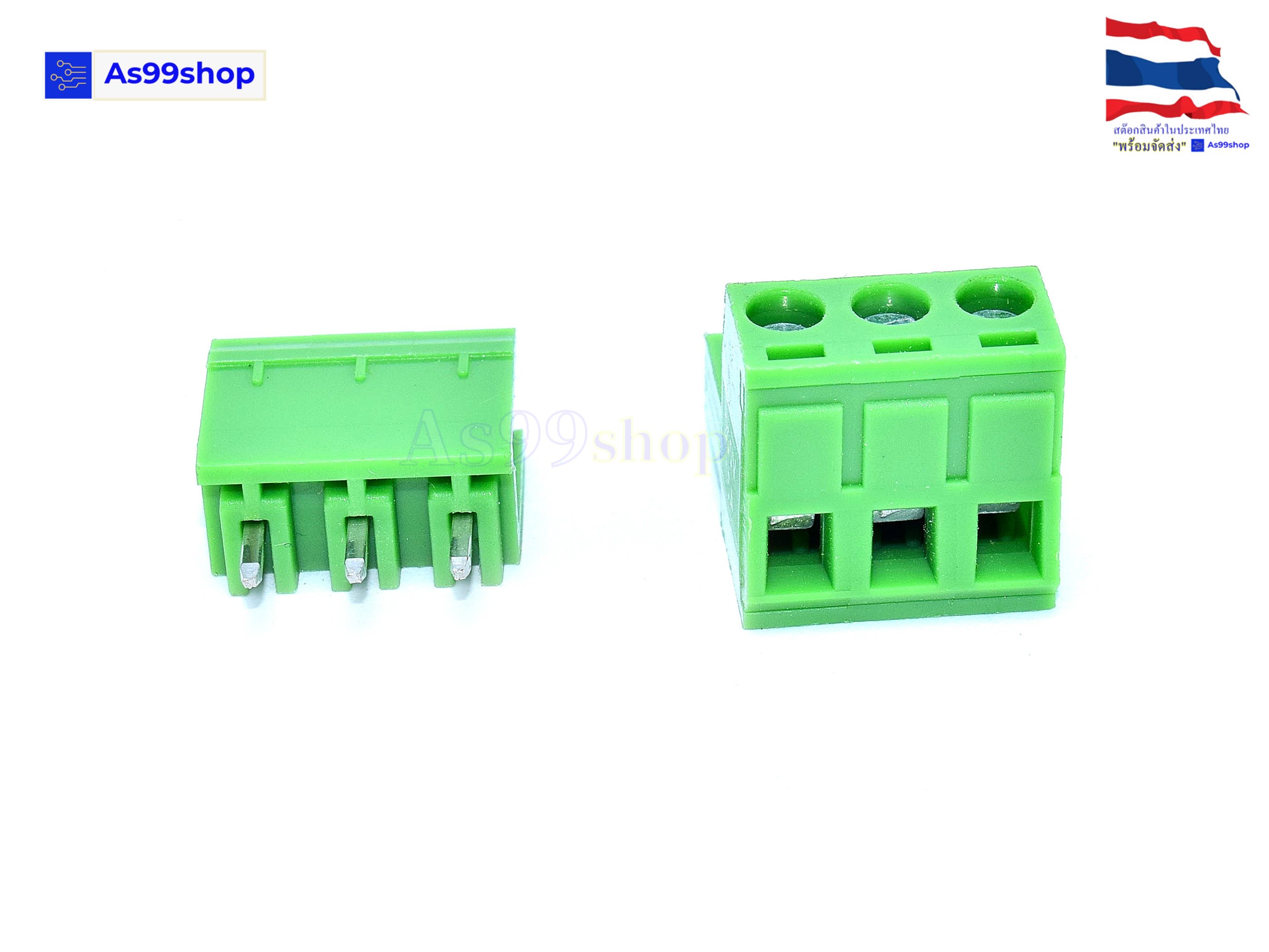 Terminal Block PCB connector 3P / 2EDGK 5.08mm plug-in ( 1 ชุด ผู้ขาตรง+เมีย )