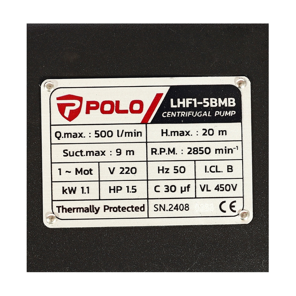 POLO LHF1-5BMB ปั๊มหอยโข่ง 2"x2" 1.5HP H.20m 500L/min